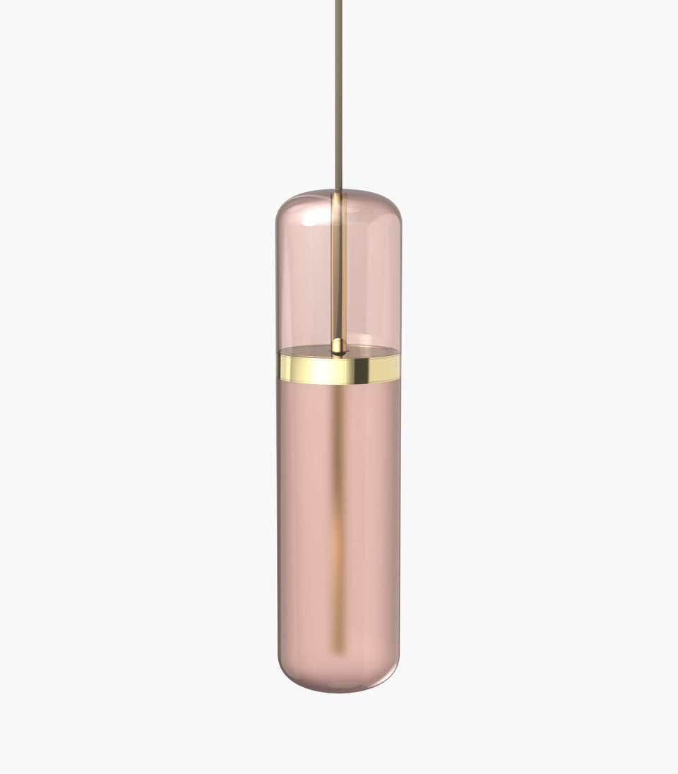 S36-01 Pink Pill Light Pendant with Brass Detail