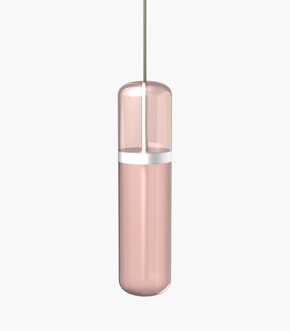 S36-01 Pink Pill Light Pendant with Silver Detail