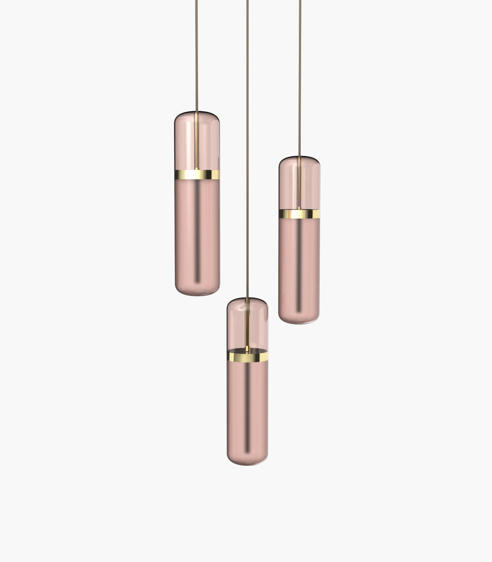 S36-02 cluster of three Pill light pendants in pink