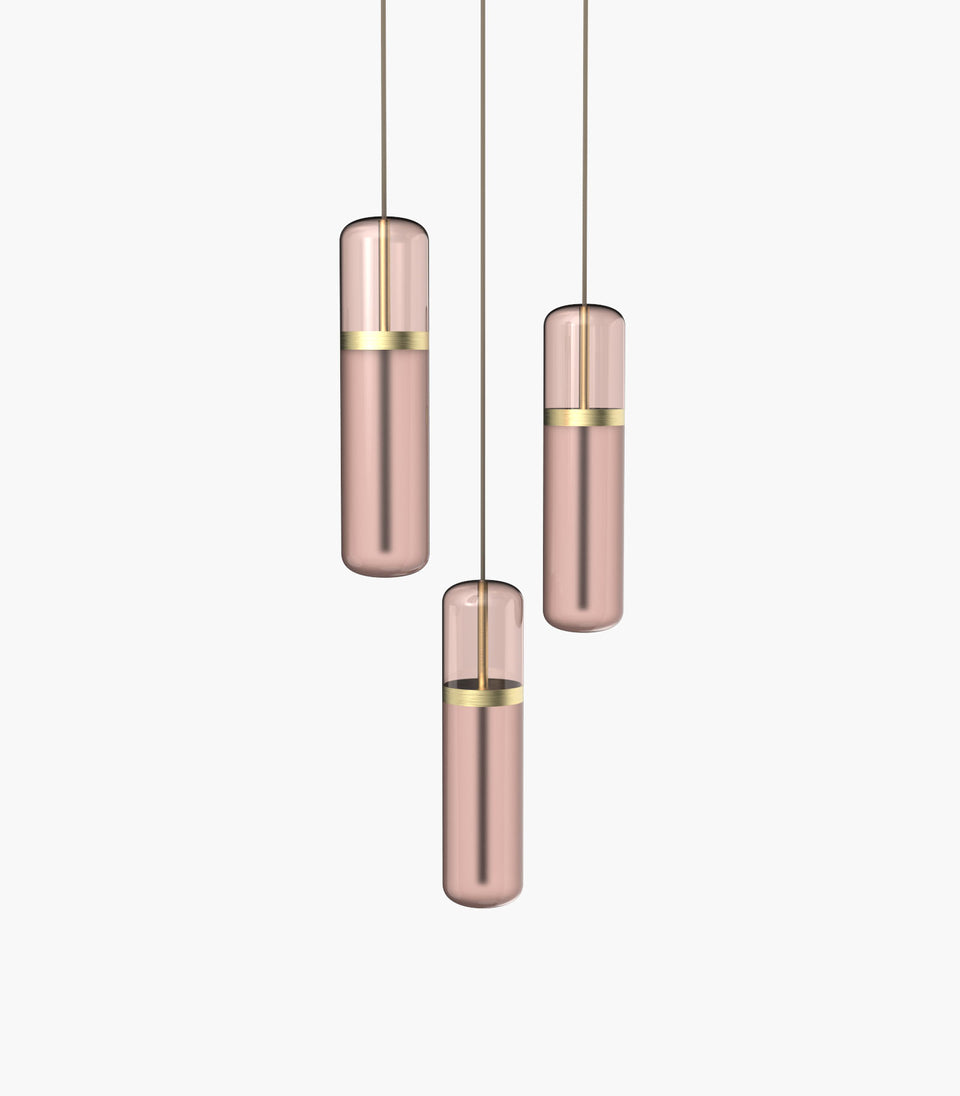S36-02 cluster of three Pill light pendants pink