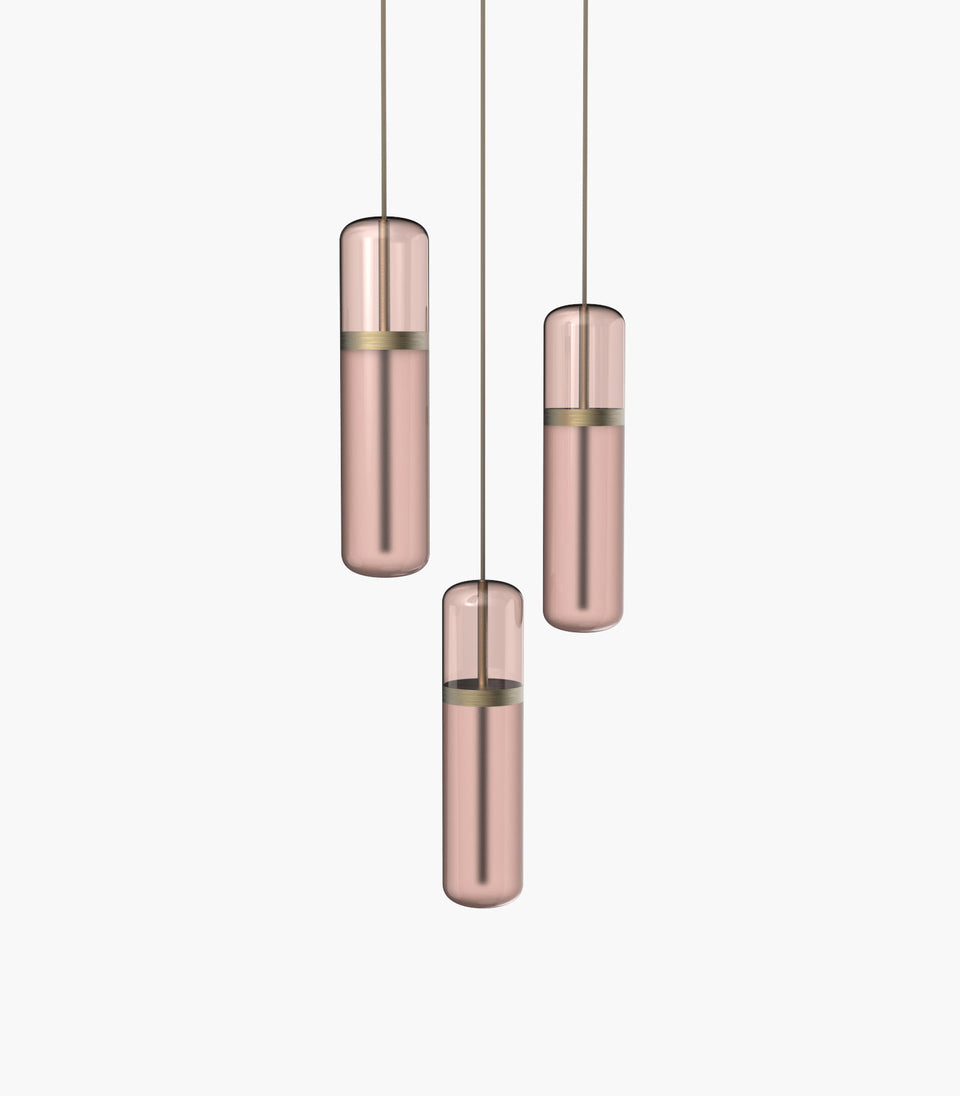 S36-02 cluster of three pink Pill light pendant