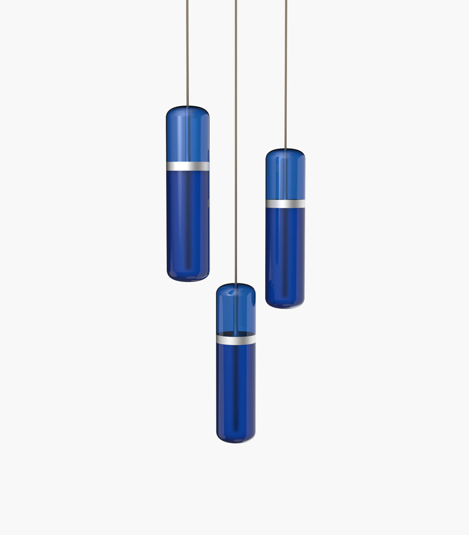 S36-02 cluster of three Pill light pendants in blue