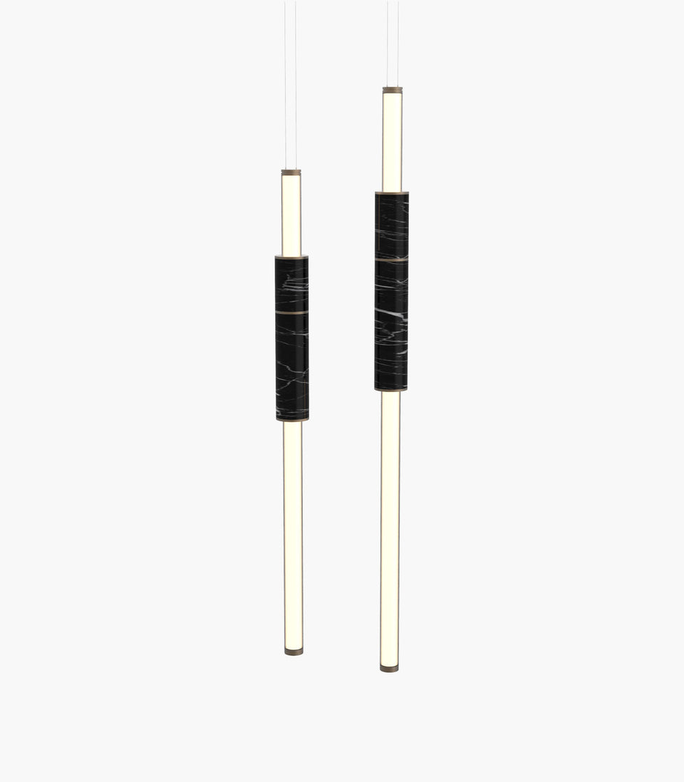 Light Pipe S 58—07 Black Marble and Burnished Brass Pendants