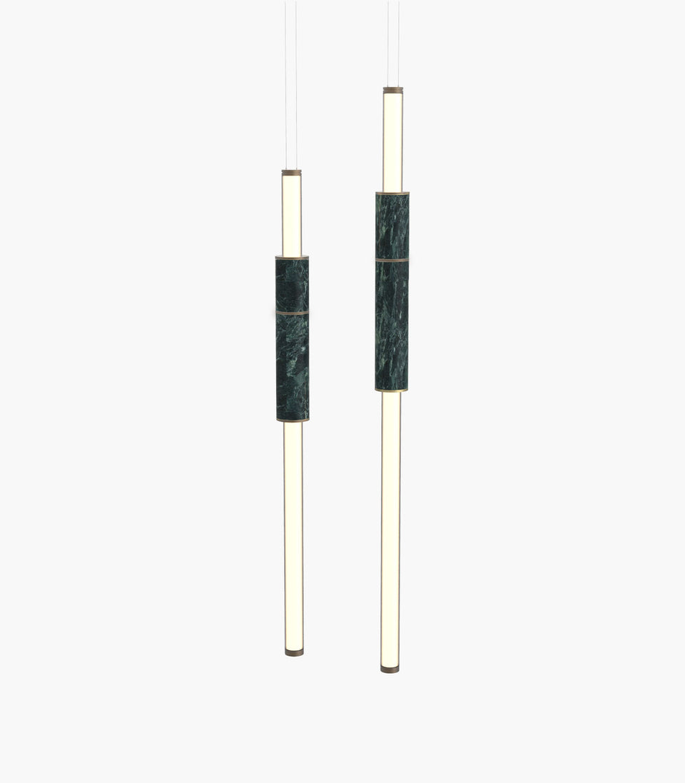 Light Pipe S 58—07 Green Marble and Burnished Brass Lights