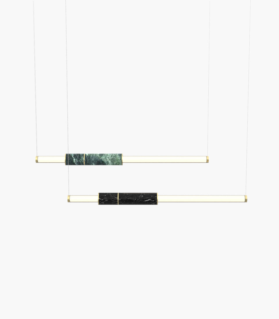 Light Pipe S 58—08 Green and Black Marble Lights with Brass Finish