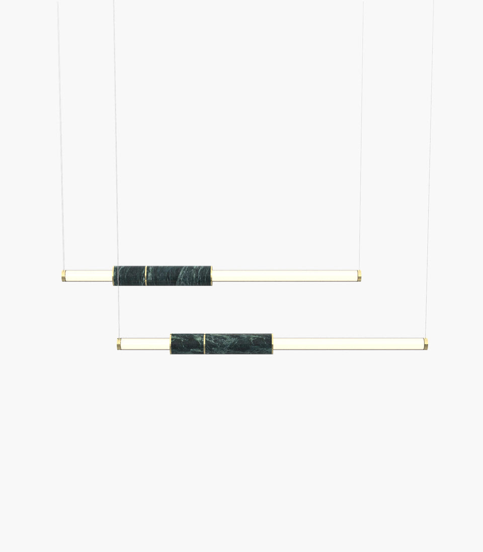Light Pipe S 58—08 Green Marble Pendants with Brass Detail