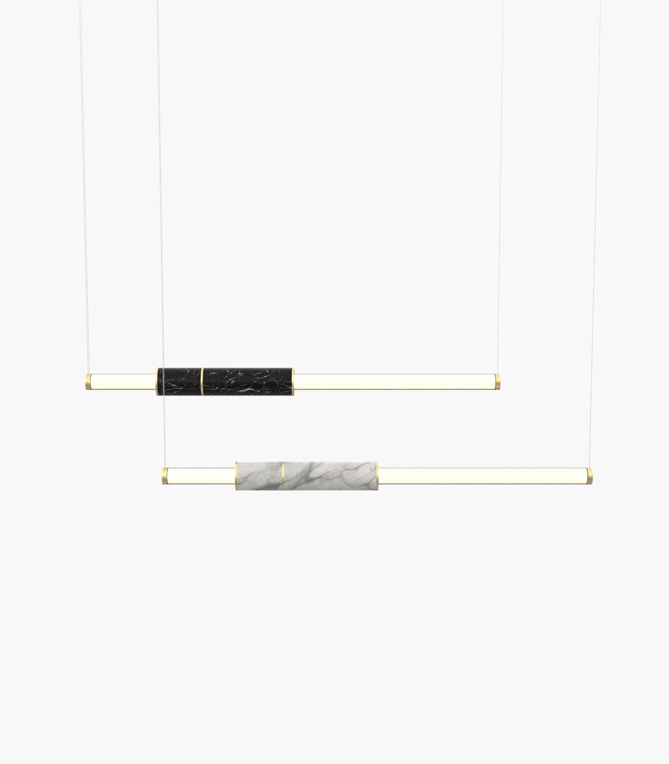 Light Pipe S 58—08 Black and White Marble Lights with Brass Finish