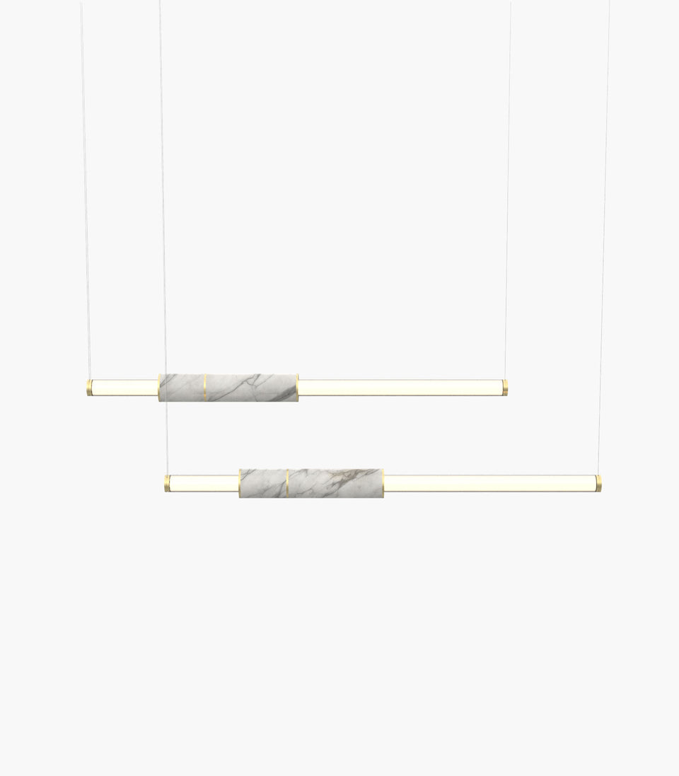 Light Pipe S 58—08 White Marble Lights with Brass Finish