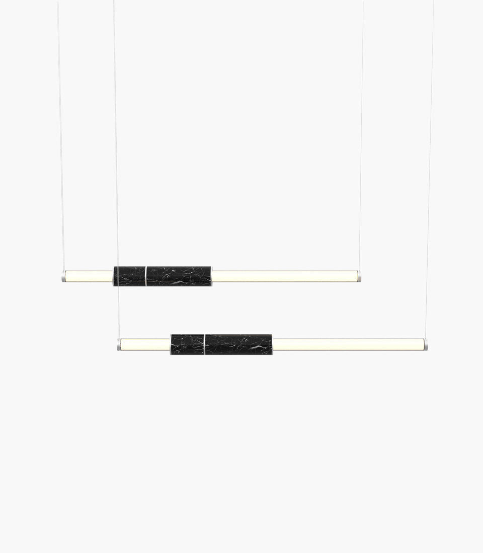 Light Pipe S 58—08 Black Marble Pendants with Silver Anodised Details