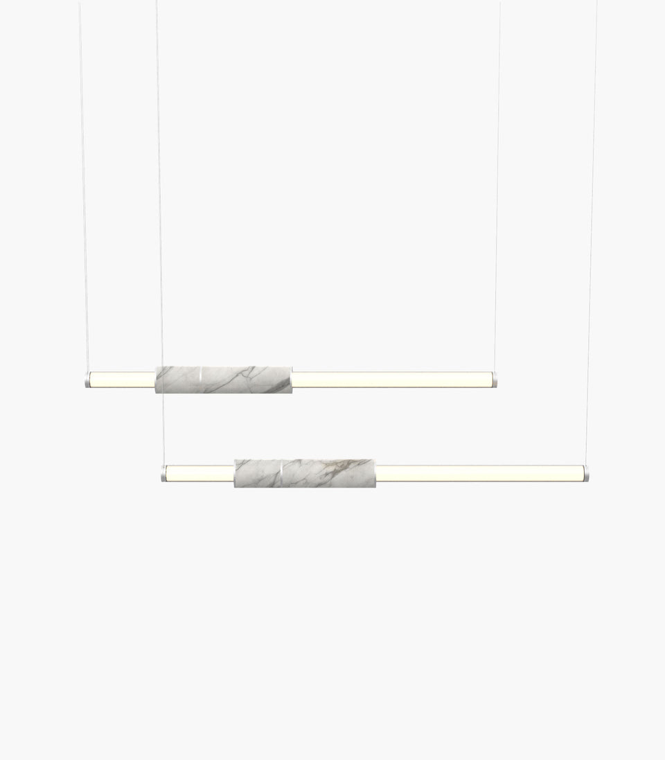 Light Pipe S 58—08 White Marble Lights with Silver Anodised Finish