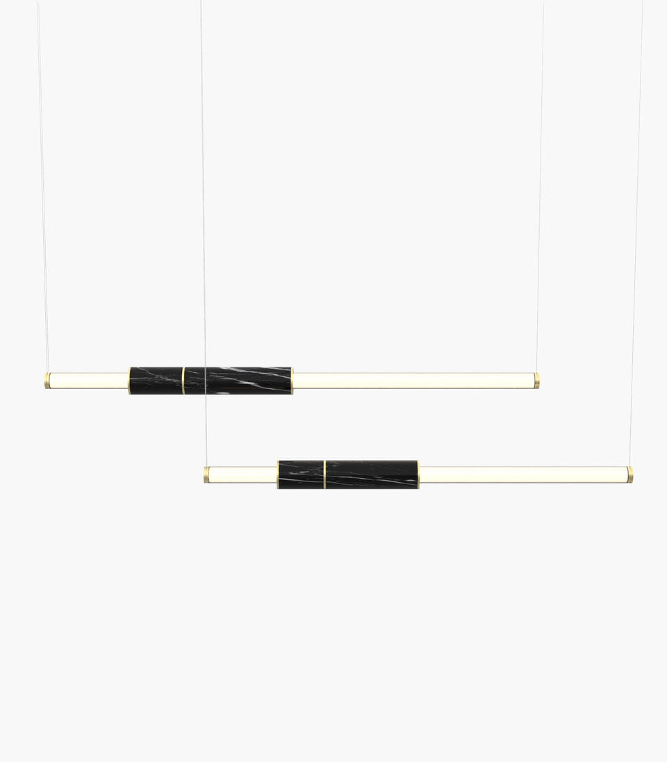 Light Pipe S 58—10 Black Marble Lights with Brass Details