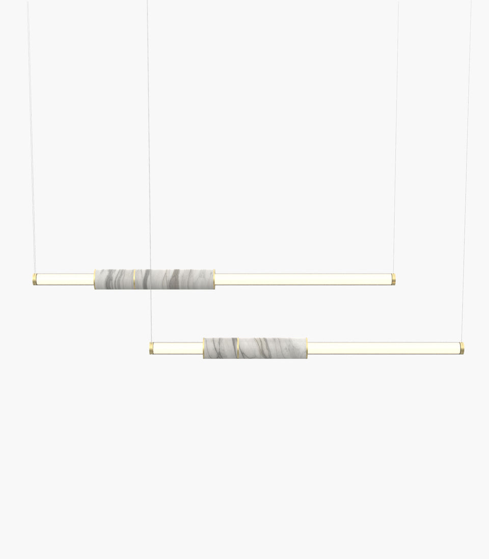 Light Pipe S 58—10 White Marble Pendants with Brass Details