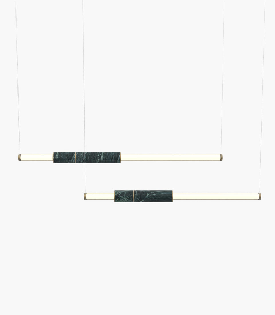 Light Pipe S 58—10 Green Marble Lights with Burnished Brass Details