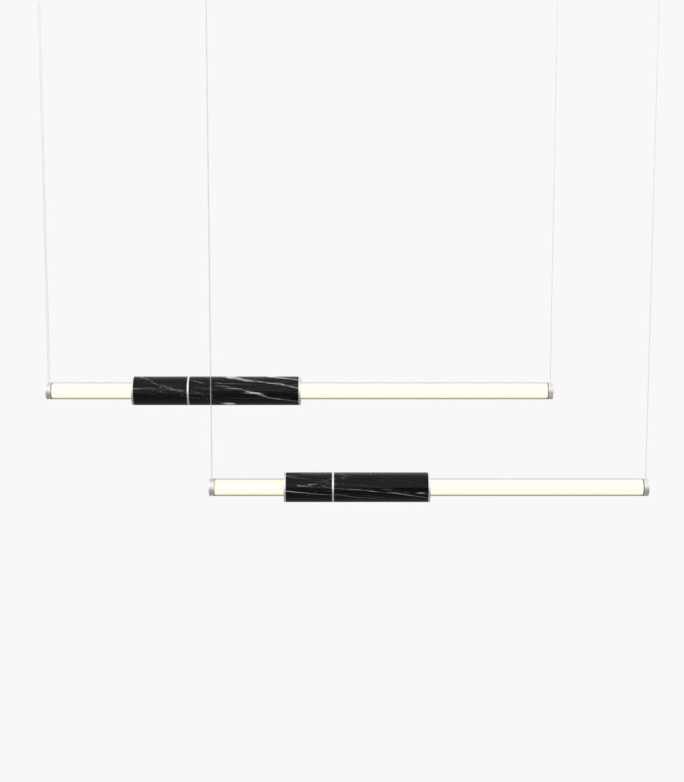Light Pipe S 58—10 Black Marble Lights with Silver Anodised Details