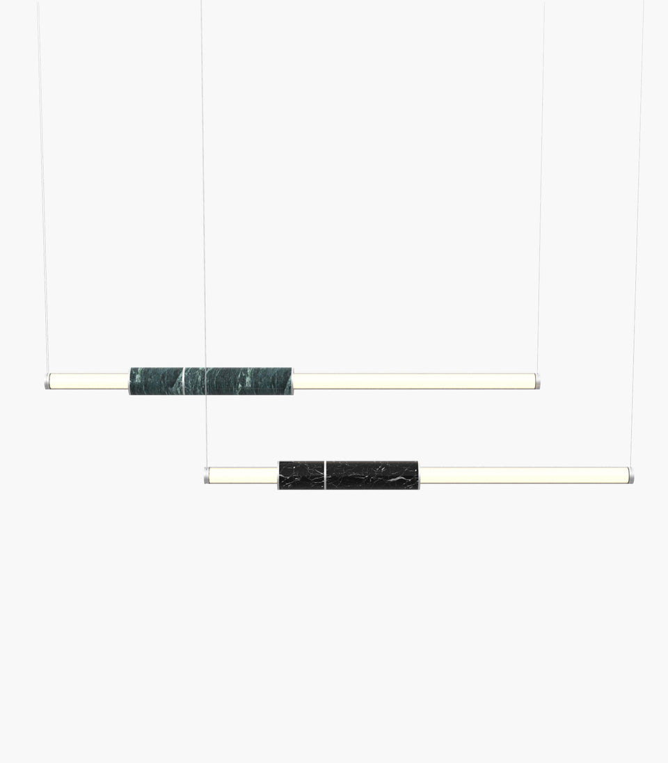 Light Pipe S 58—10 Green and Black Marble Pendants with Silver Anodised Details