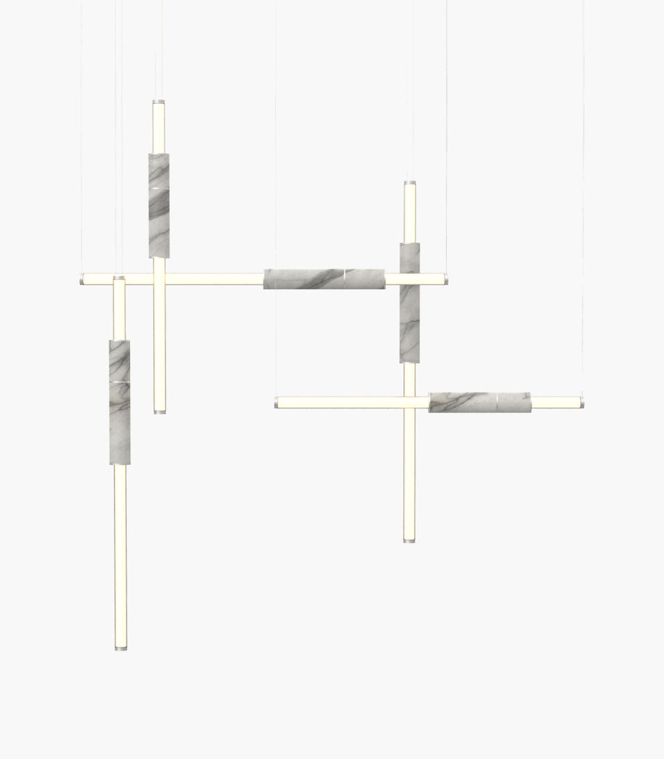 Light Pipe S 58—12 White Marble Lights with Silver Anodised Finish