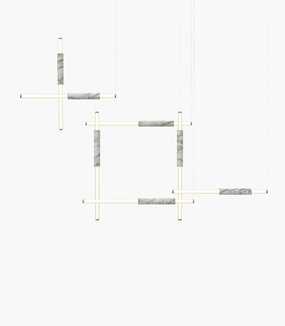 Products Light Pipe S 58—13 White Marble and Brass Pendants