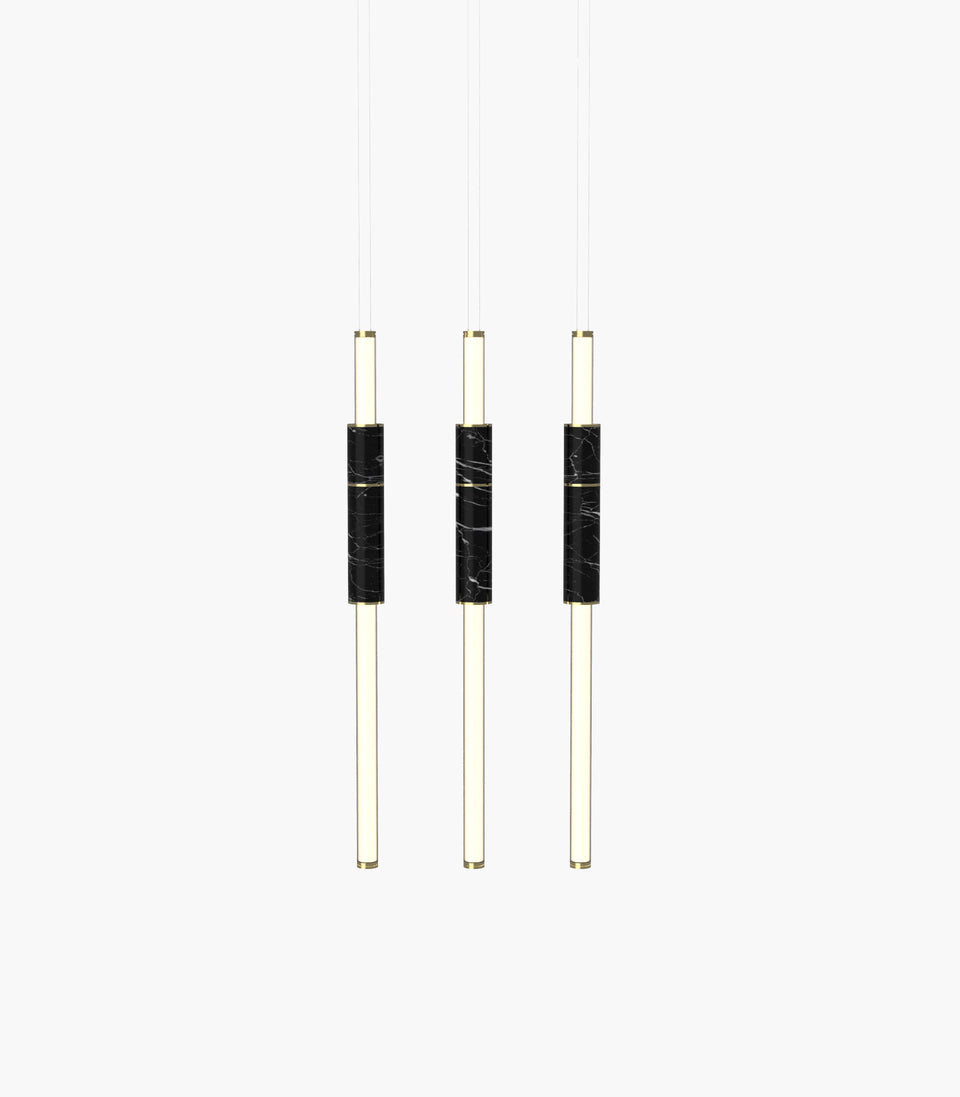Light Pipe S 58—14 Black Marble Lights with Brass Details