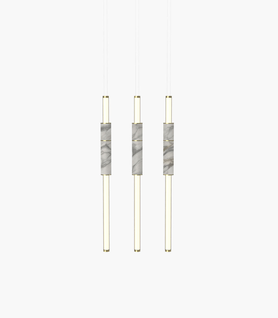 Light Pipe S 58—14 White Marble Pendants with Brass Finish
