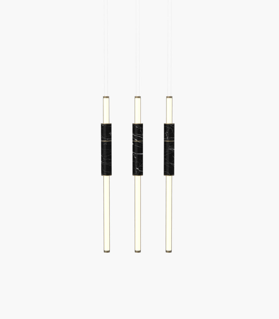 Light Pipe S 58—14 Black Marble Designer Lights with Burnished Brass Details