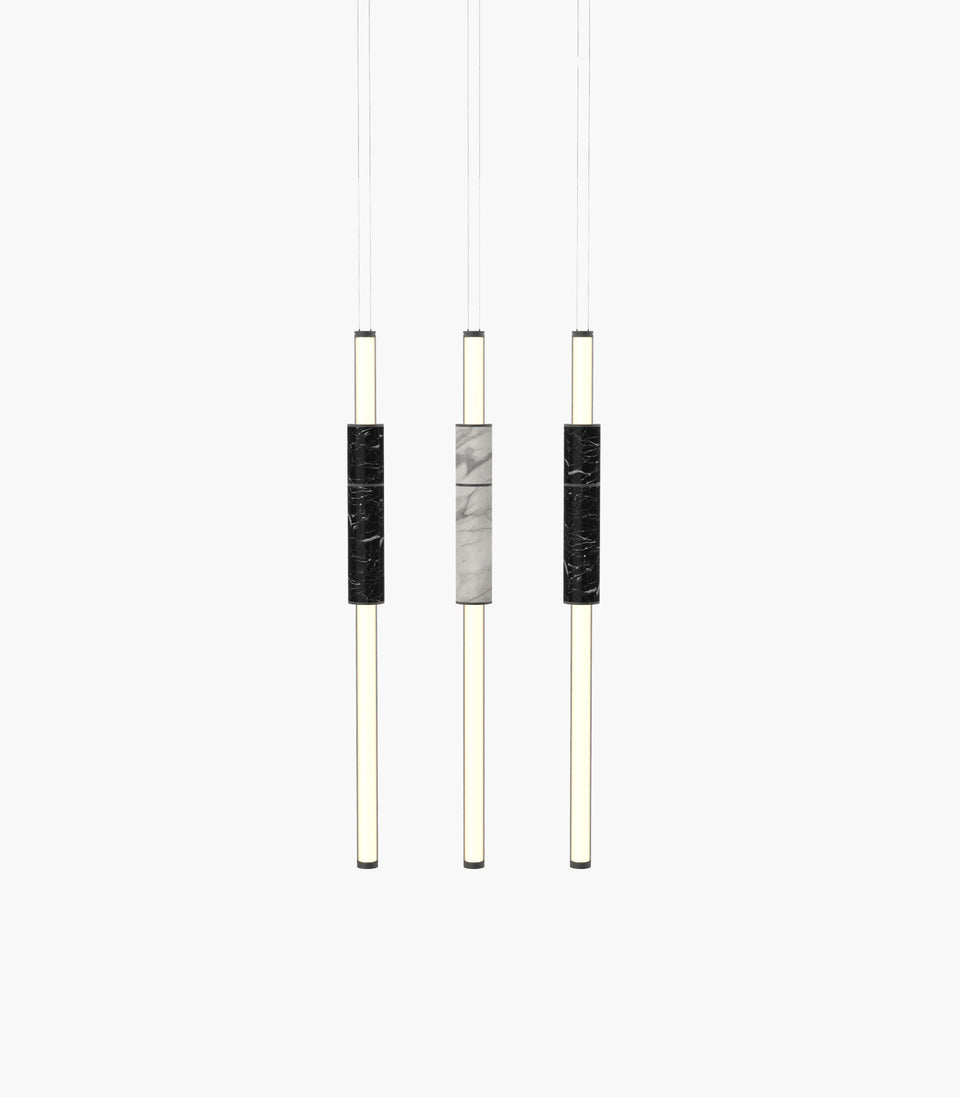 Light Pipe S 58—14 Marble Pendants with Black Anodised Finish