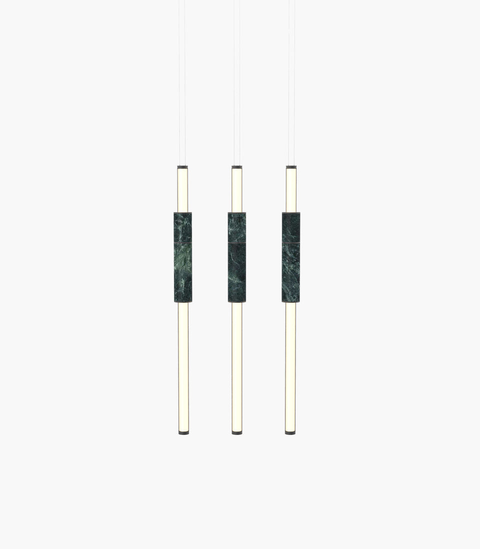 Light Pipe S 58—14 Green Marble Lights with Black Anodised Finish