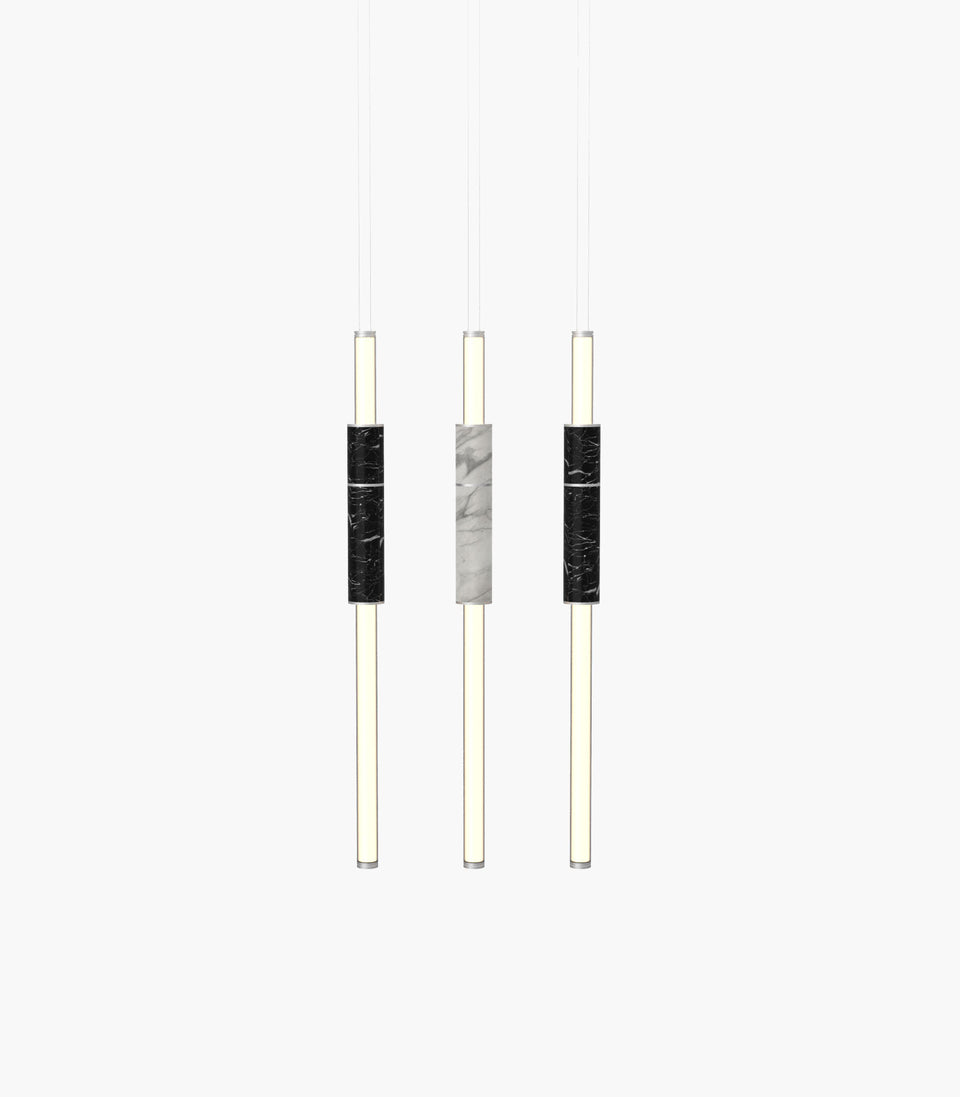 Light Pipe S 58—14 Marble Designer Pendants with Silver Anodised Details