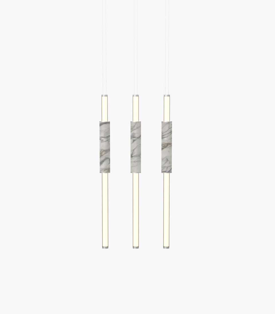Light Pipe S 58—14 White Marble Pendants with Silver Anodised Details