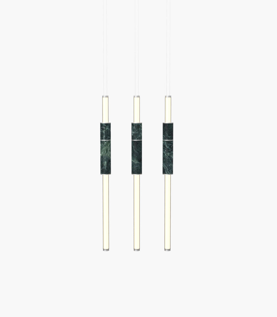 Light Pipe S 58—14 Green Marble Pendants with Silver Anodised Details