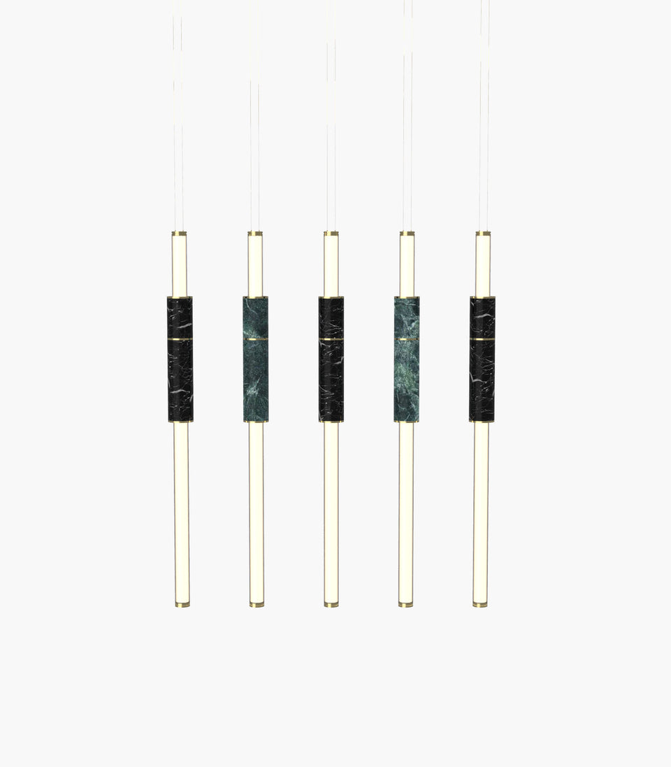 Light Pipe S 58—15 Marble Pendants with Brass Finish