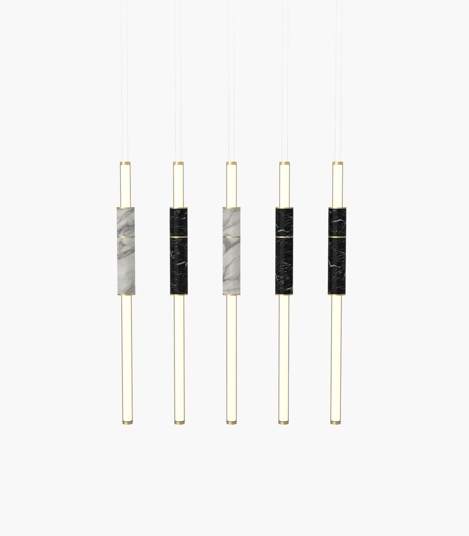 Light Pipe S 58—15 Marble Designer Pendants with Brass Finish