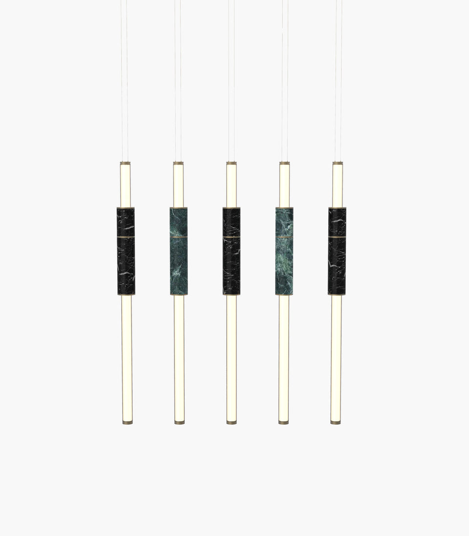 Light Pipe S 58—15 Marble Pendants with Burnished Brass
