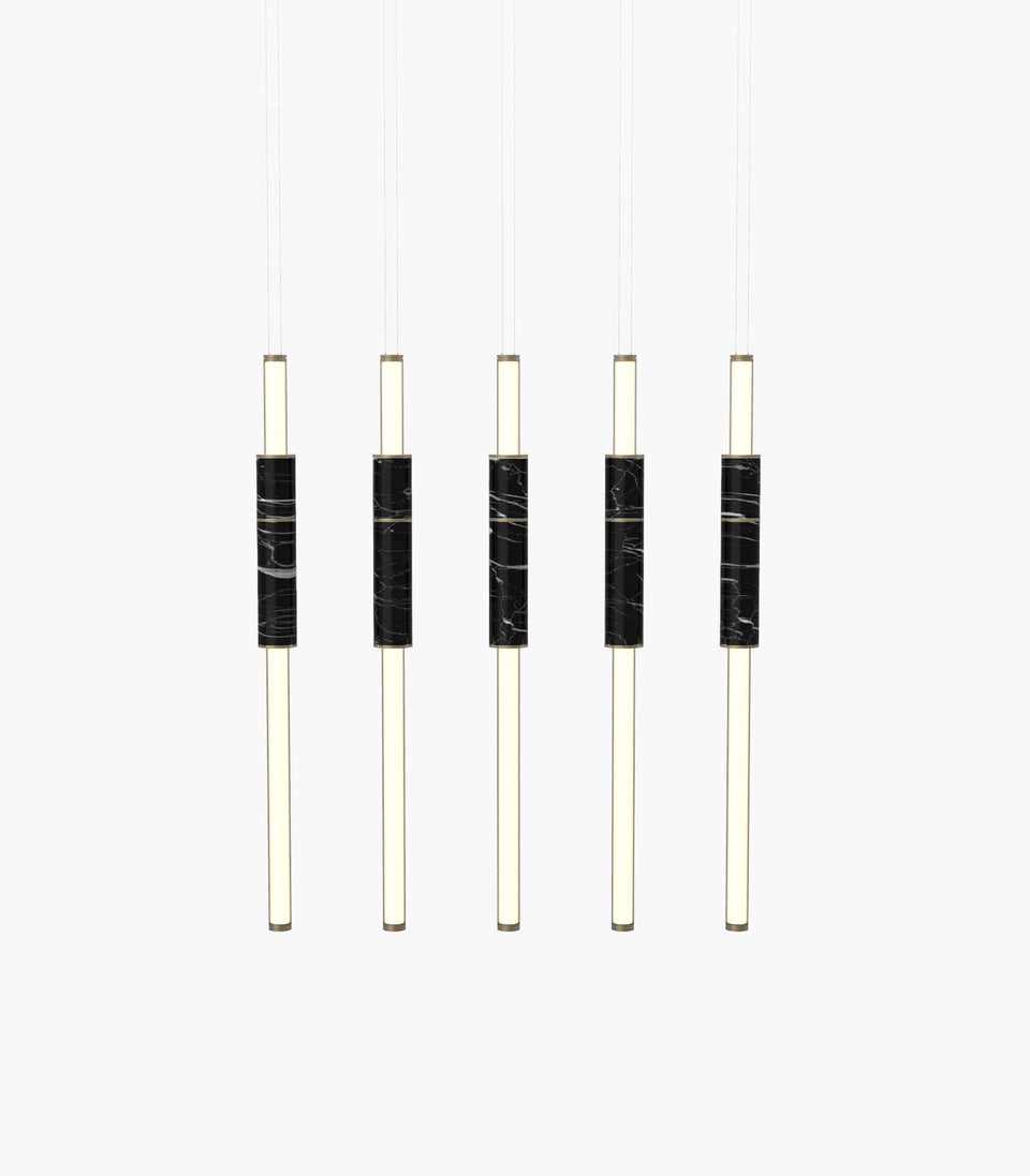Light Pipe S 58—15 Black Marble Lights with Burnished Brass Details