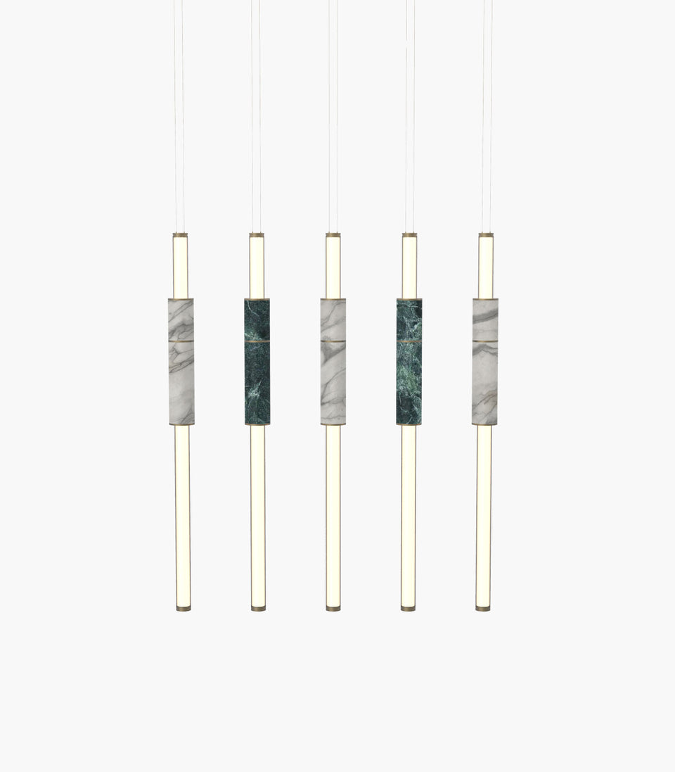 Light Pipe S 58—15 Marble Pendants With Burnished Brass Finish