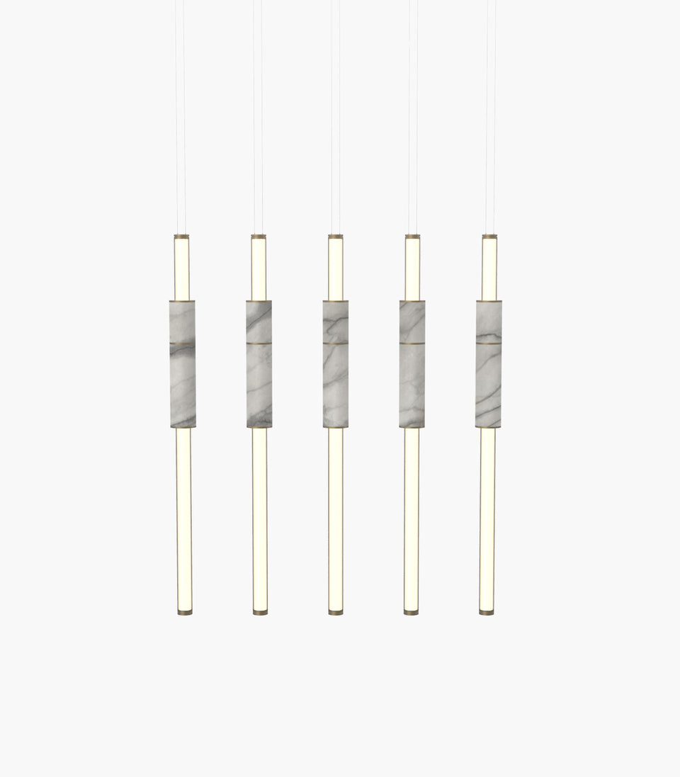 Light Pipe S 58—15 White Marble Lights with Burnished Brass Details