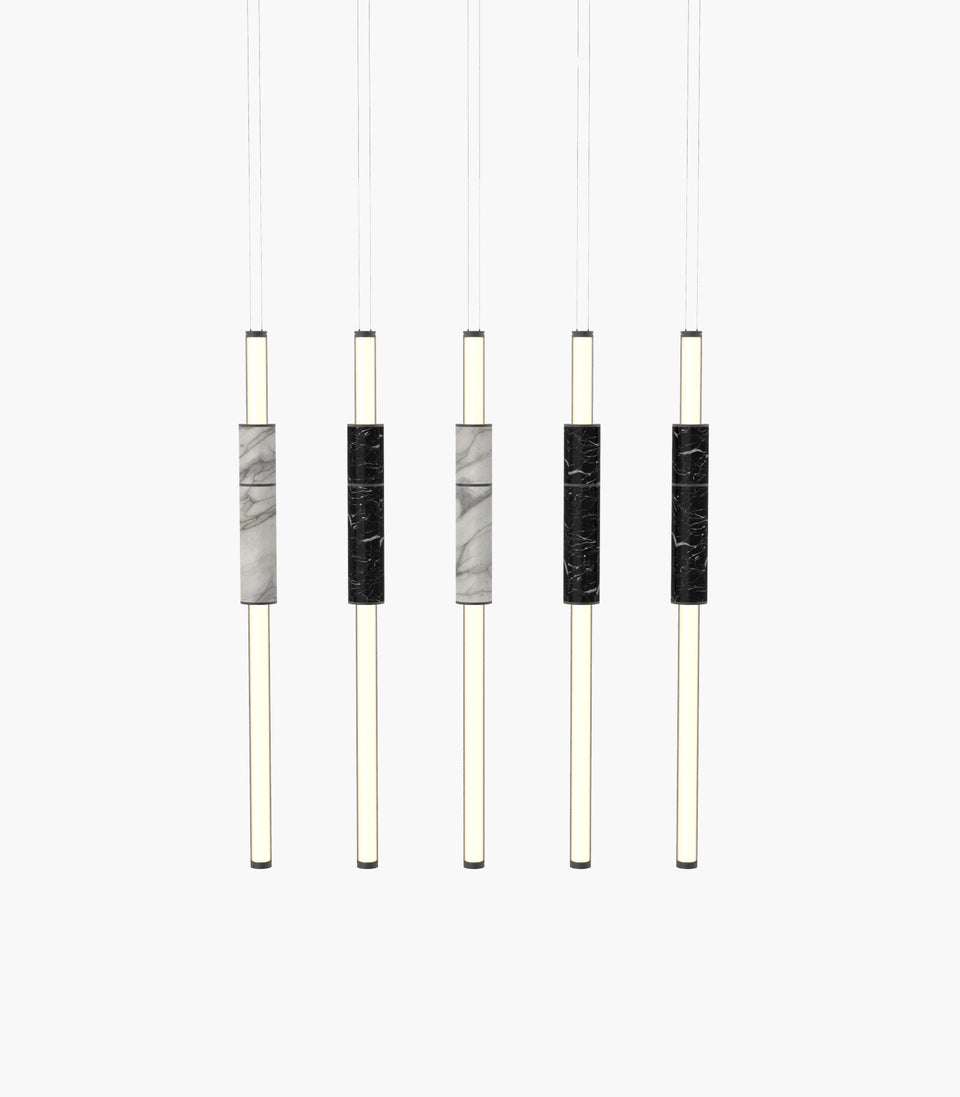 Light Pipe S 58—15 Marble Pendants with Black Anodised Finish