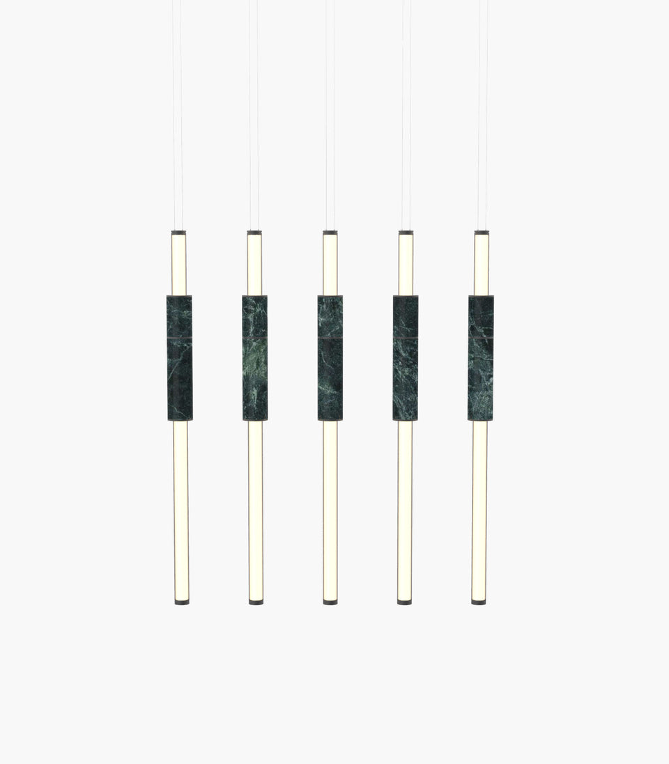 Light Pipe S 58—15 Green Marble Lights with Black Anodised Detail