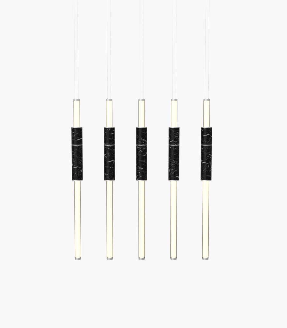 Light Pipe S 58—15 Black Marble Lights with Silver Anodised Details