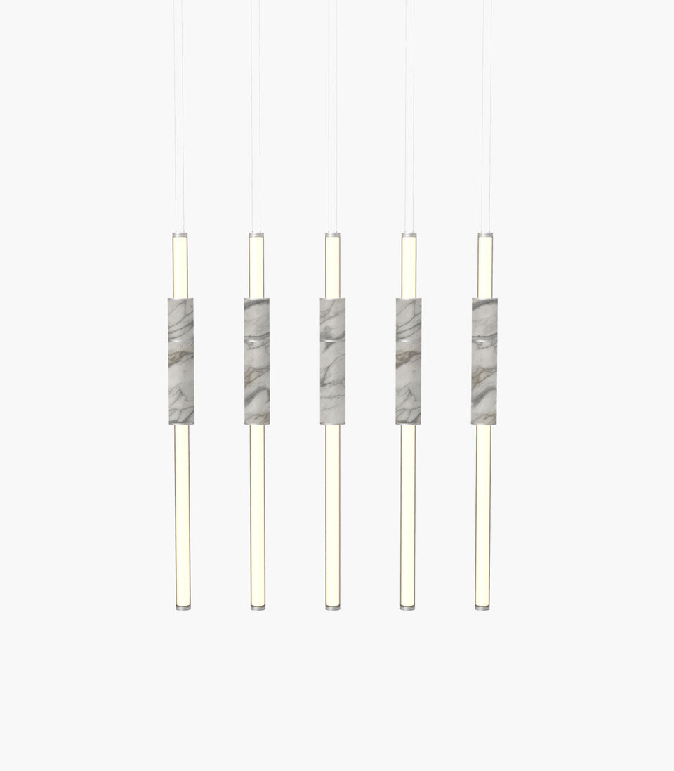 Light Pipe S 58—15 White Marble Lights with Silver Anodised Details