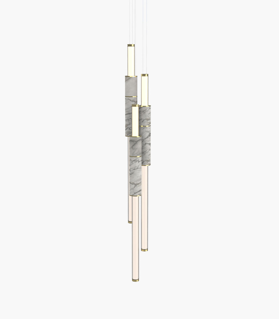 Light Pipe S 58—16 White Marble Pendants in a clustered configuration