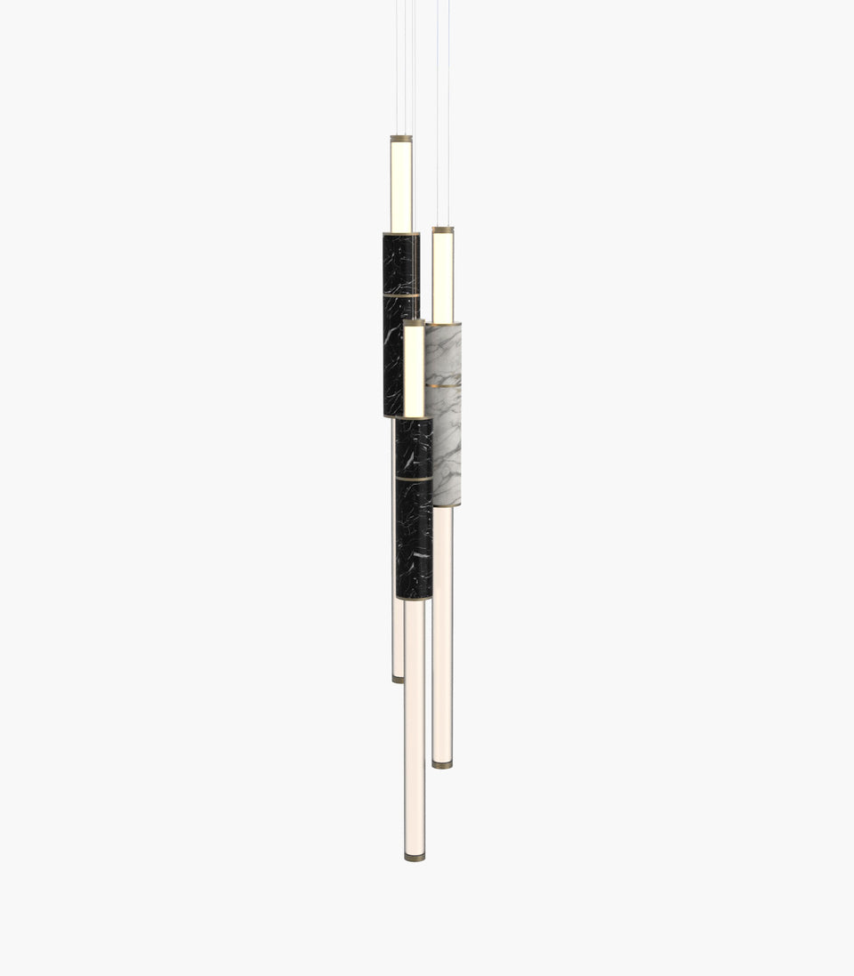 Light Pipe S 58—16 Designer Marble Lights with Burnished Brass Finish