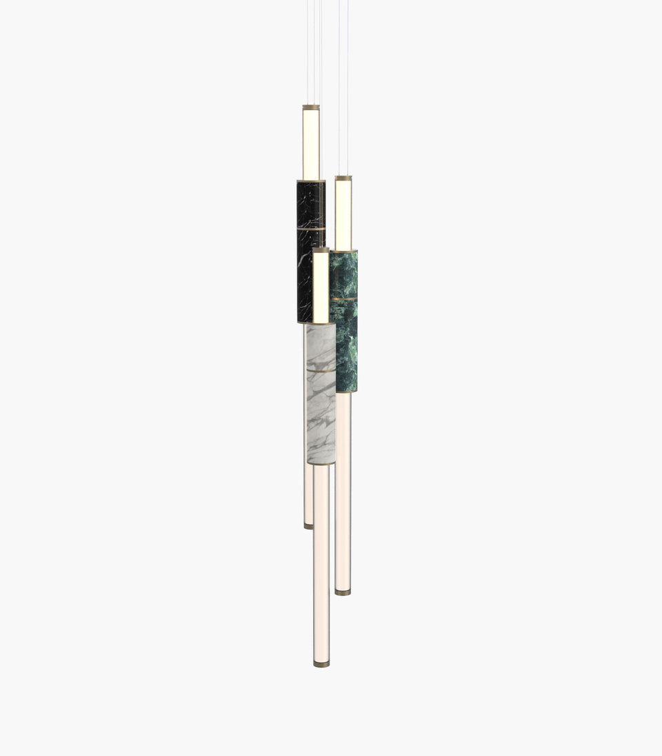 Light Pipe S 58—16 Designer Marble Pendants with Burnished Brass Finish