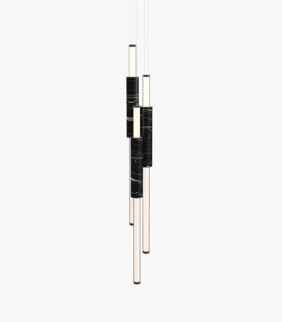 Light Pipe S 58—16 Black Marble Lights with Black Anodised Finish