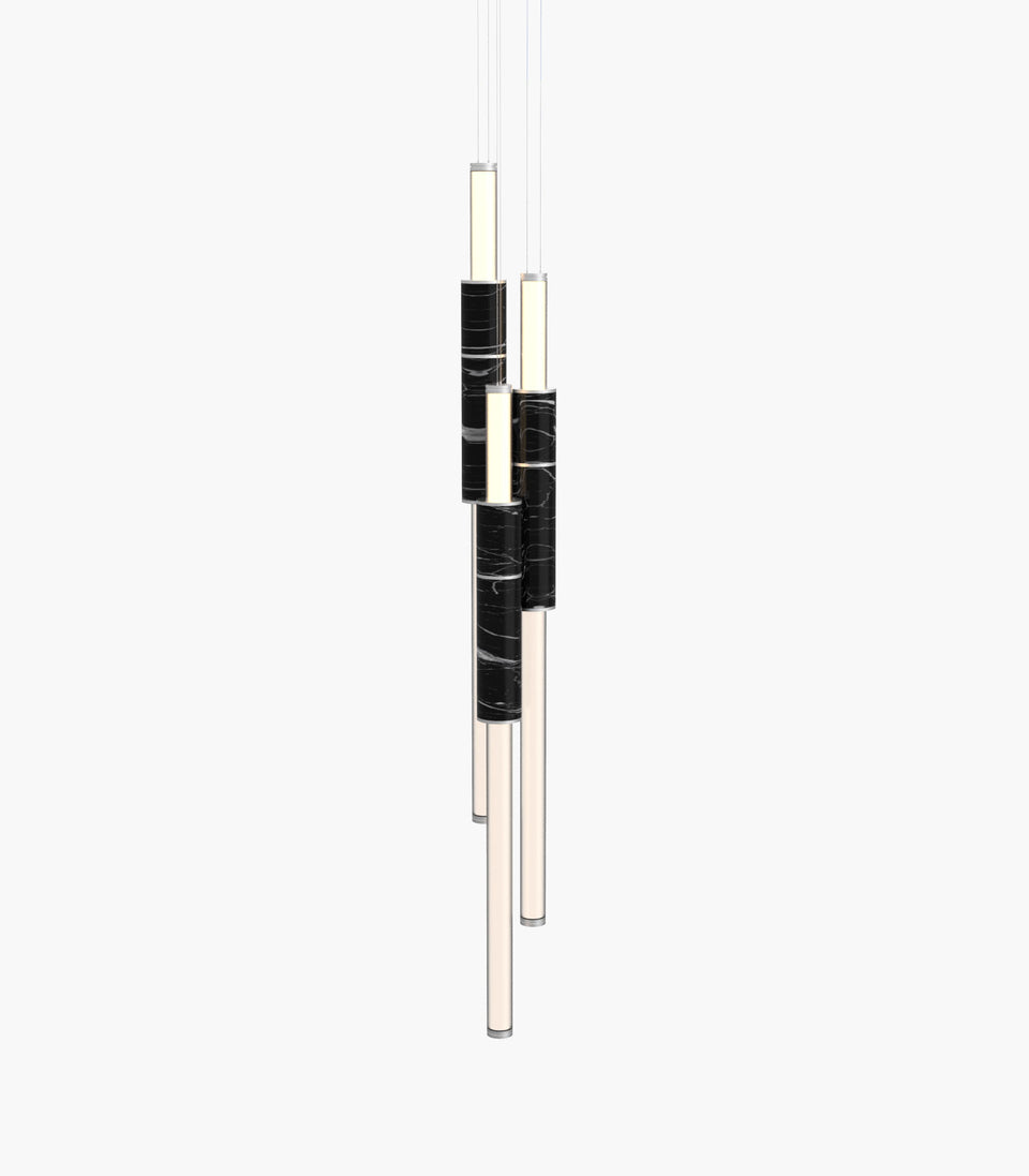 Light Pipe S 58—16 Black Marble Lights with Silver Anodised Finish