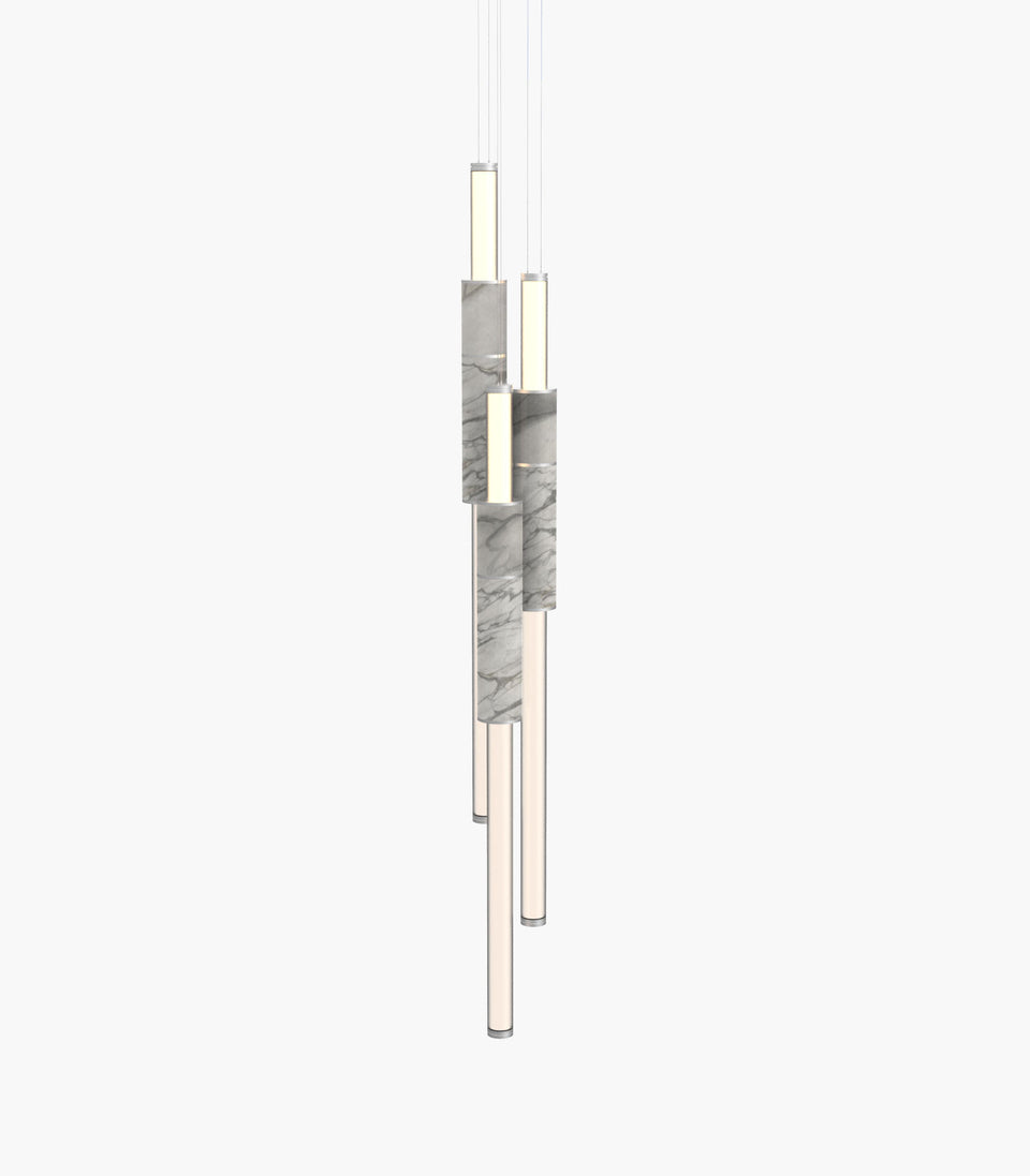 Light Pipe S 58—16 White Marble Lights with Silver Anodised Finish