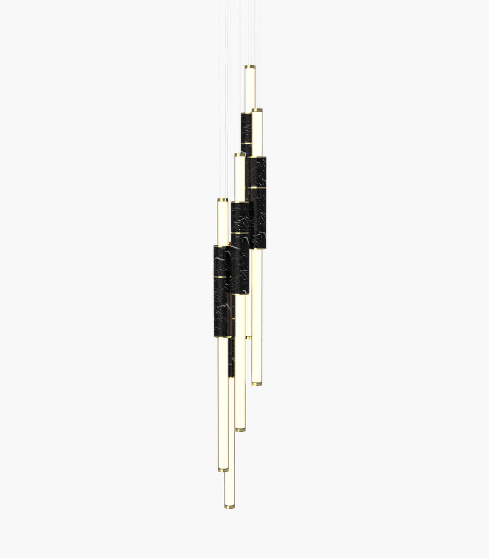 Light Pipe S 58—17 Black Marble Lights with Burnished Brass Finish