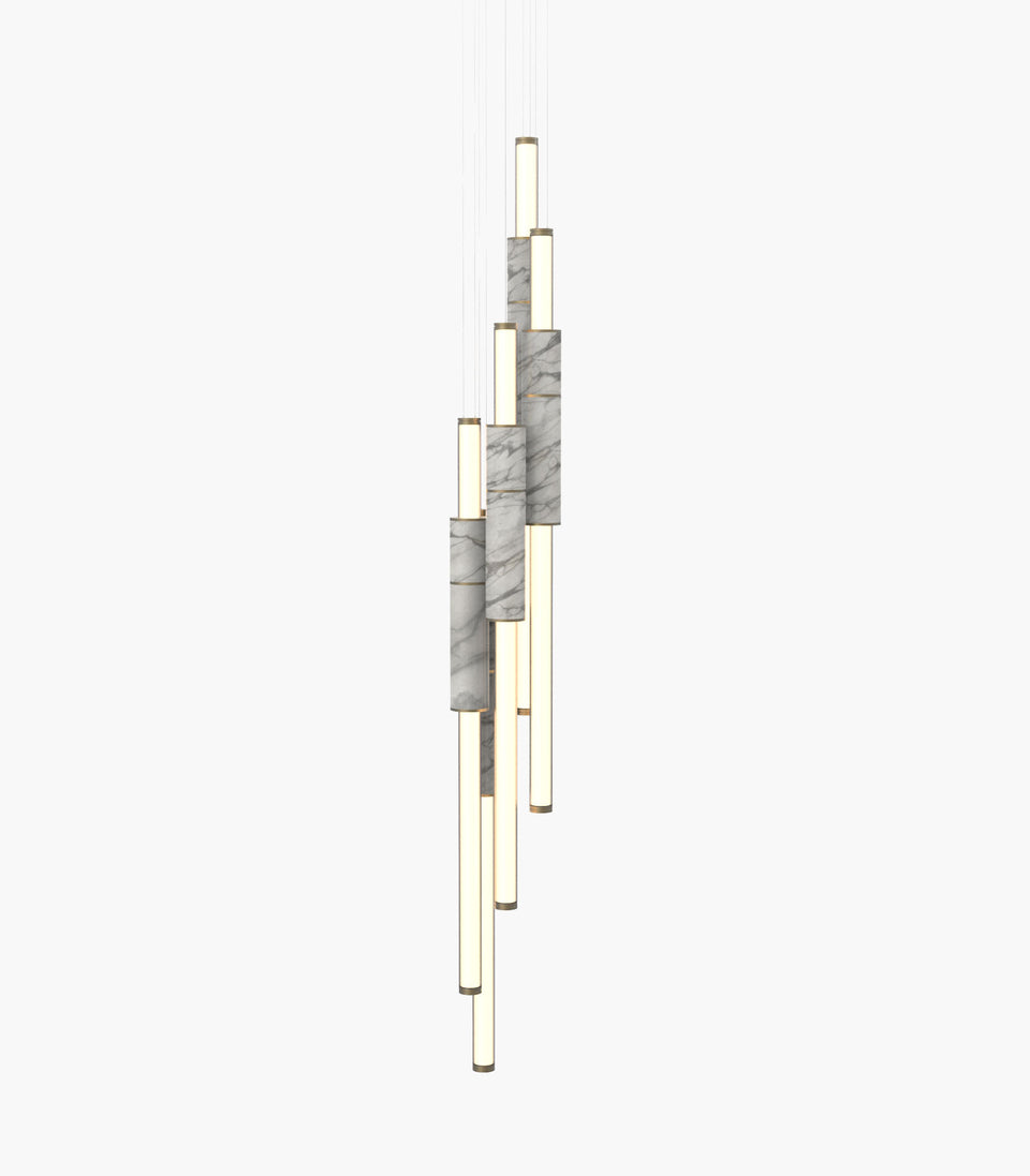 Light Pipe S 58—17 White Marble Lights with Burnished Brass Finish