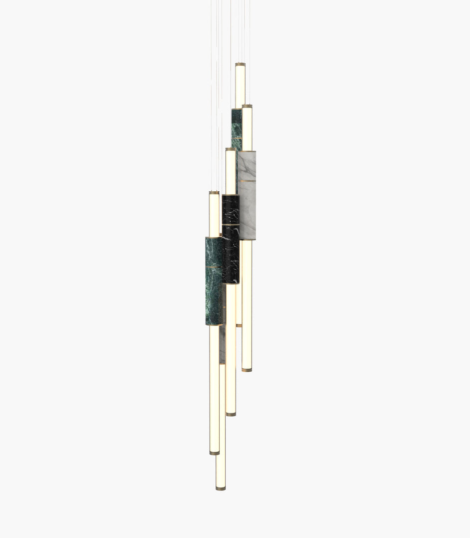 Light Pipe S 58—17 Marble Lights with Burnished Brass Finish