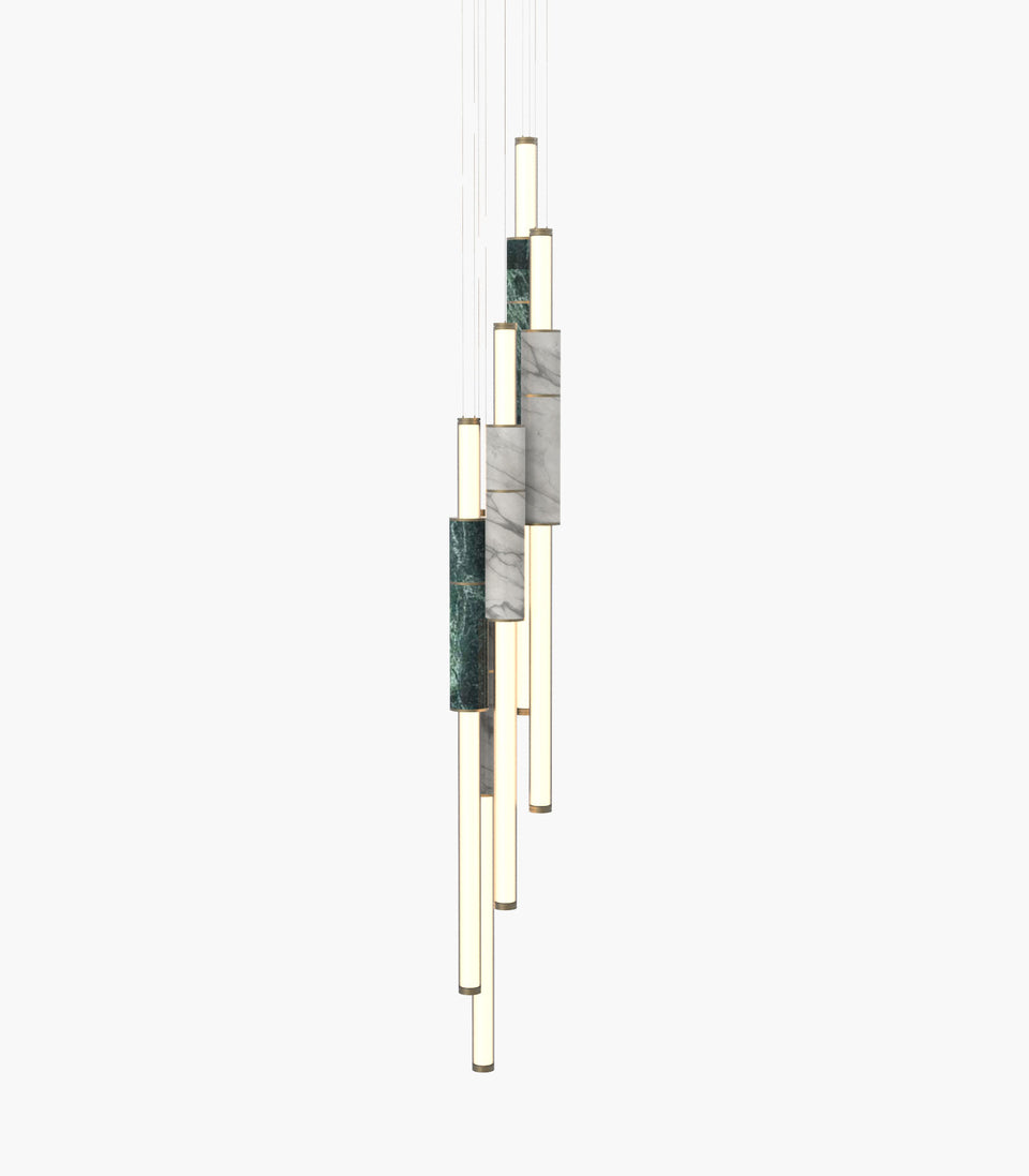 Light Pipe S 58—17 Marble Lights with Burnished Brass