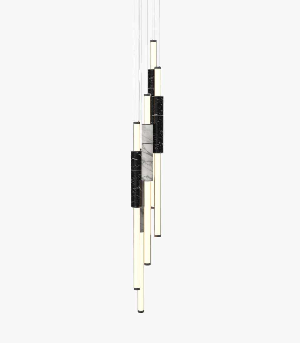 Light Pipe S 58—17 Marble Lights with Black Anodised Finish